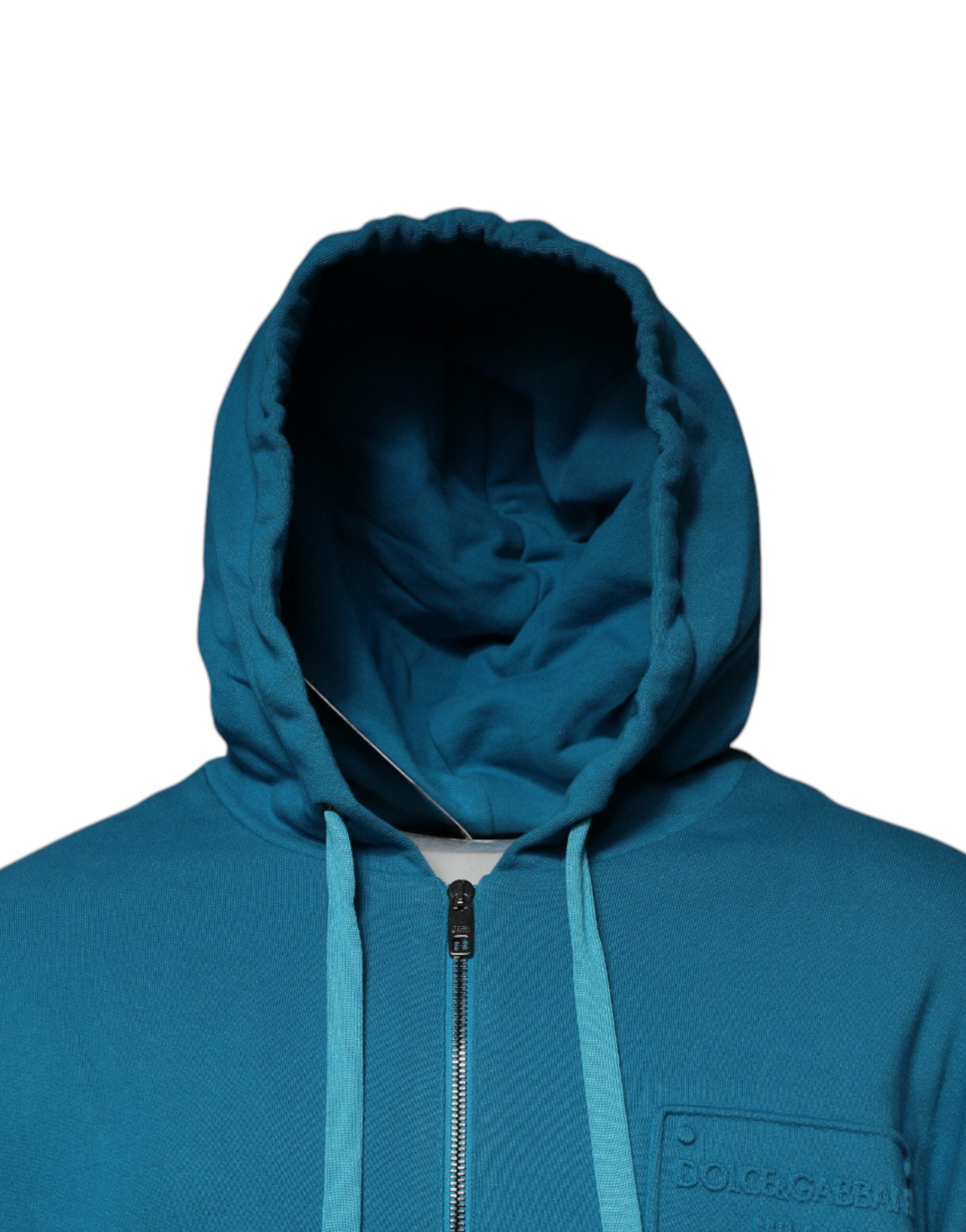 Dolce &amp; Gabbana Blaues Logo-Sweatshirt aus Baumwolle mit Kapuze