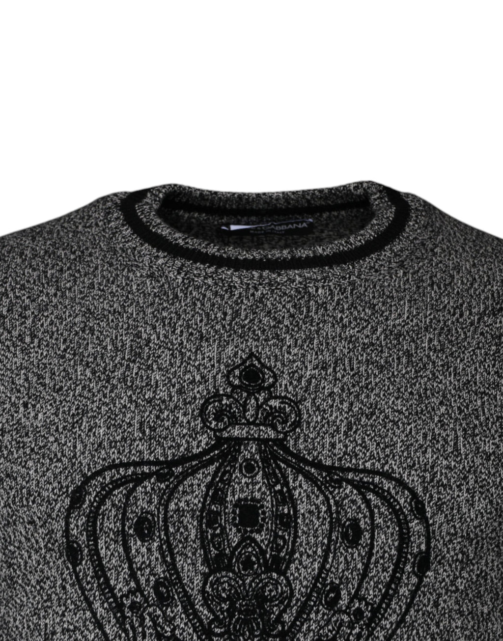 Dolce &amp; Gabbana Grauer Pullover aus Kaschmir mit Kronenkönig