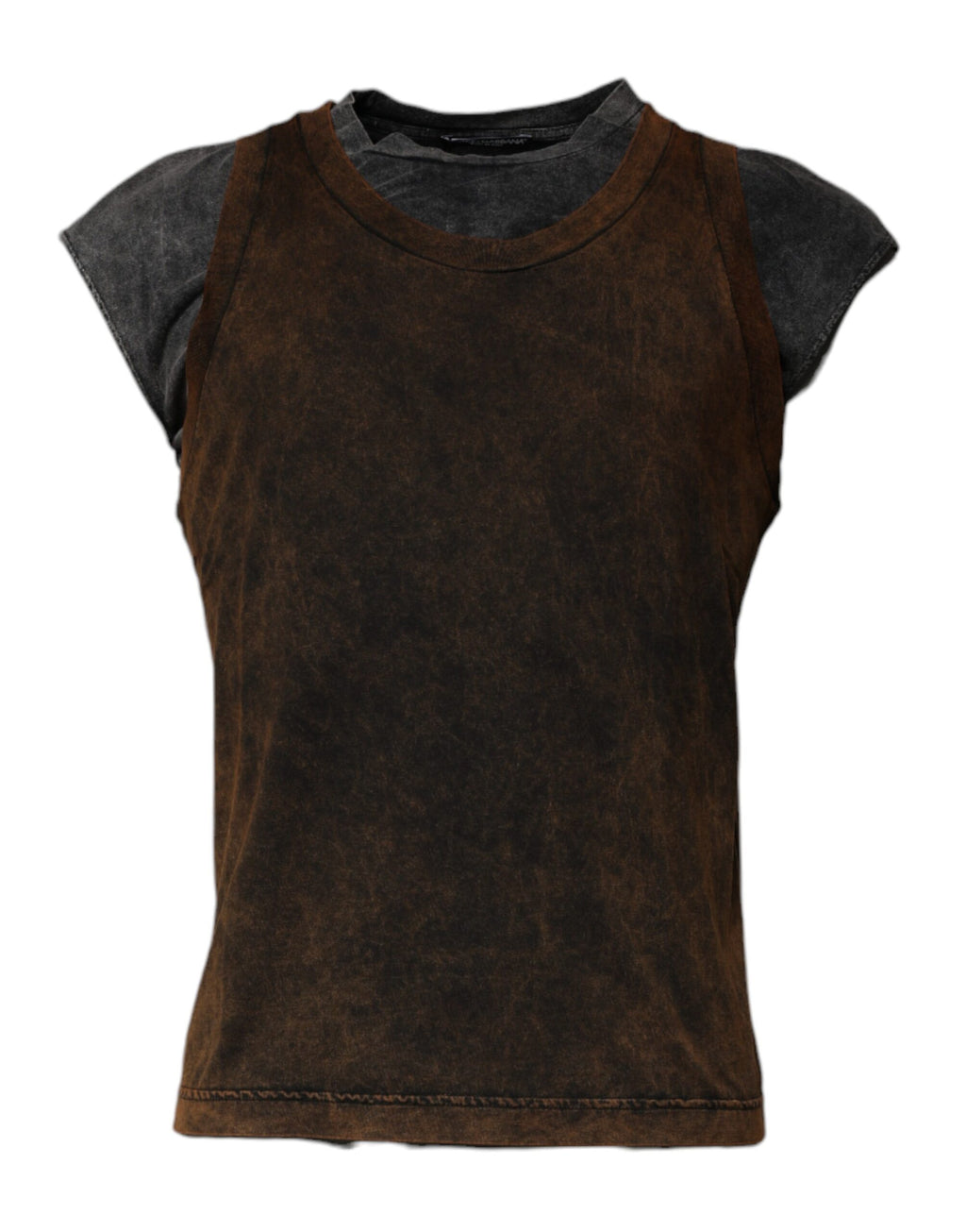 Dolce &amp; Gabbana – Ärmelloses T-Shirt aus Baumwolle mit Rundhalsausschnitt in Braun