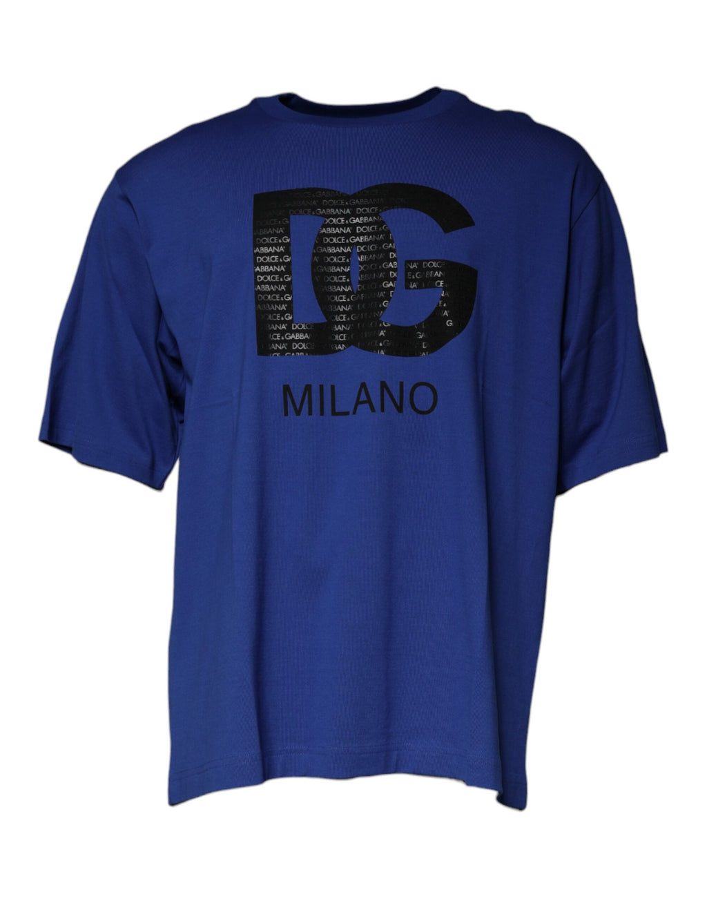 Dolce &amp; Gabbana Blaues Herren-T-Shirt mit Rundhalsausschnitt und Logo-Print