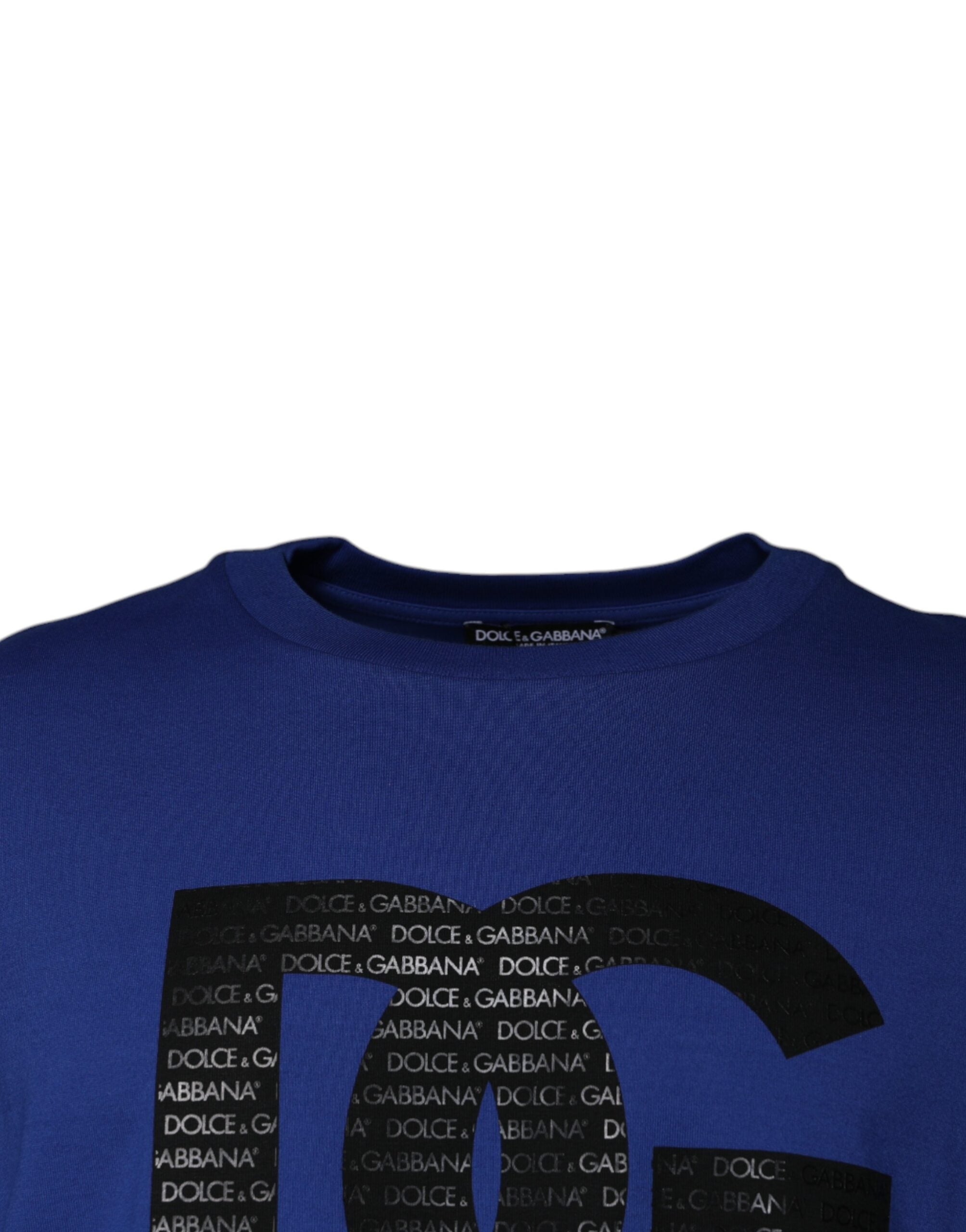 Dolce &amp; Gabbana Blaues Herren-T-Shirt mit Rundhalsausschnitt und Logo-Print