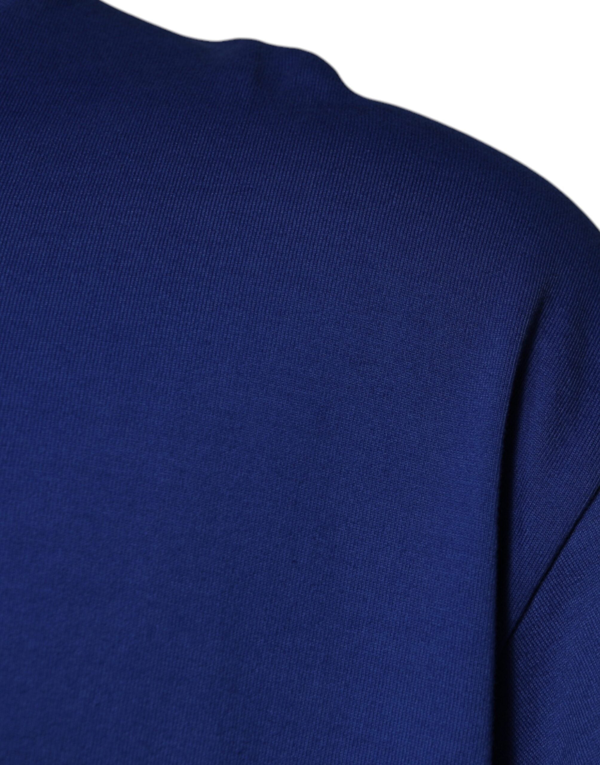 Dolce &amp; Gabbana Blaues Herren-T-Shirt mit Rundhalsausschnitt und Logo-Print