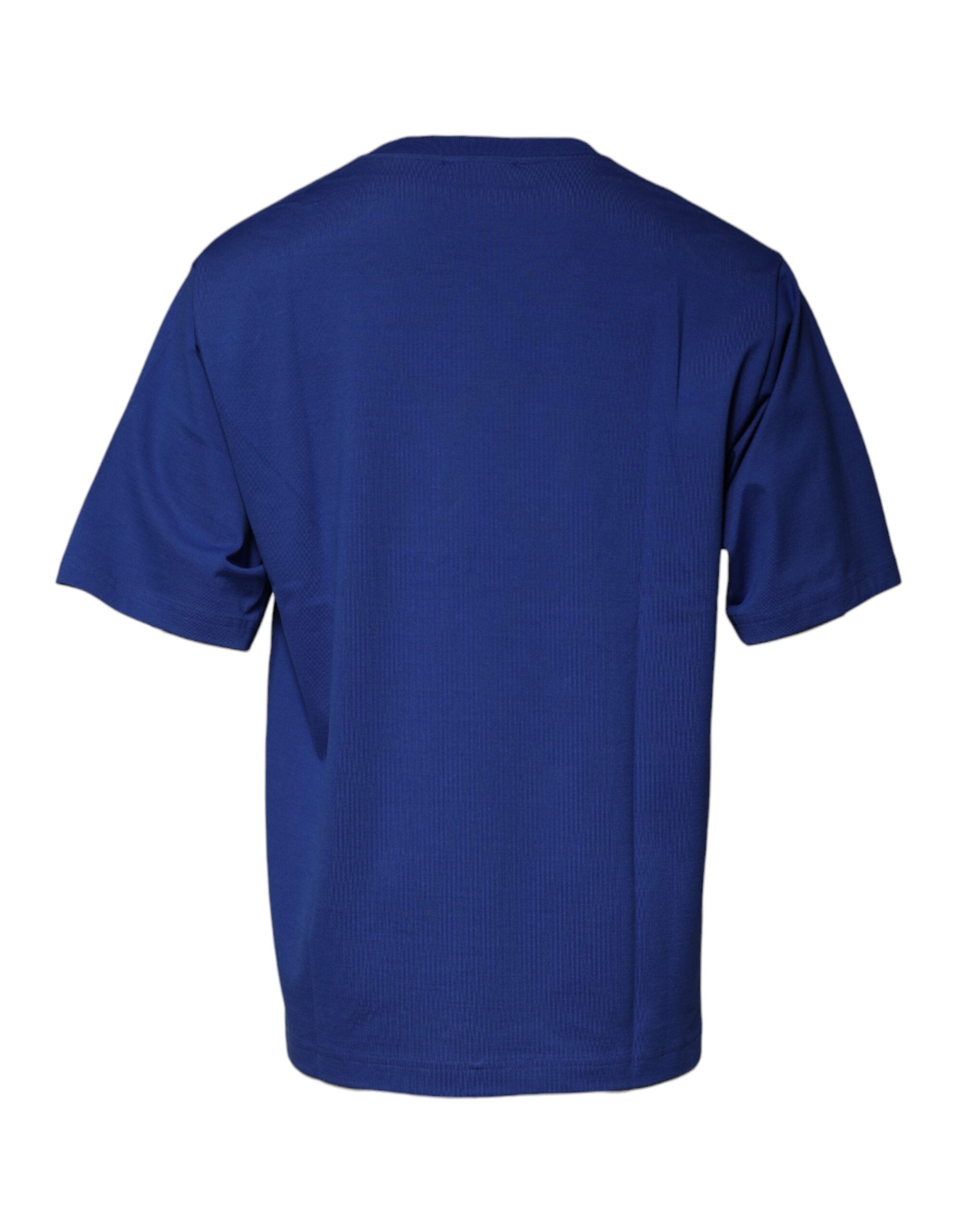 Dolce &amp; Gabbana Blaues Herren-T-Shirt mit Rundhalsausschnitt und Logo-Print