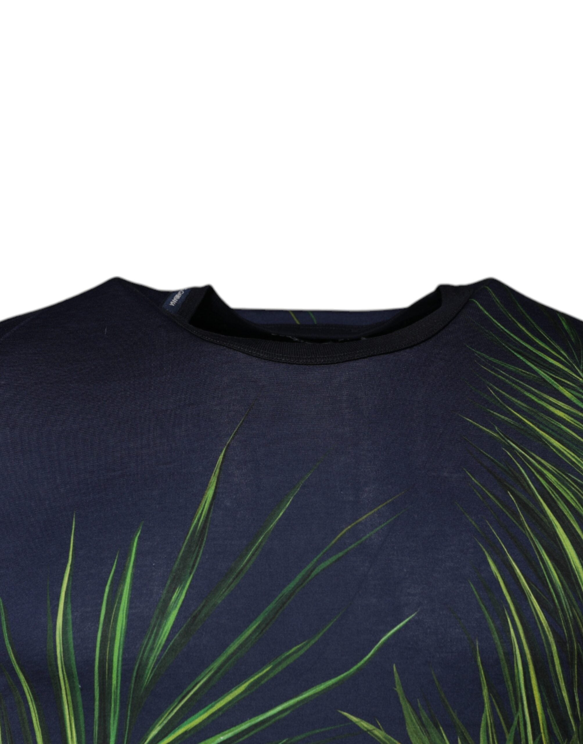 Dolce &amp; Gabbana – Kurzärmliges T-Shirt mit Rundhalsausschnitt und blauem Baumdruck