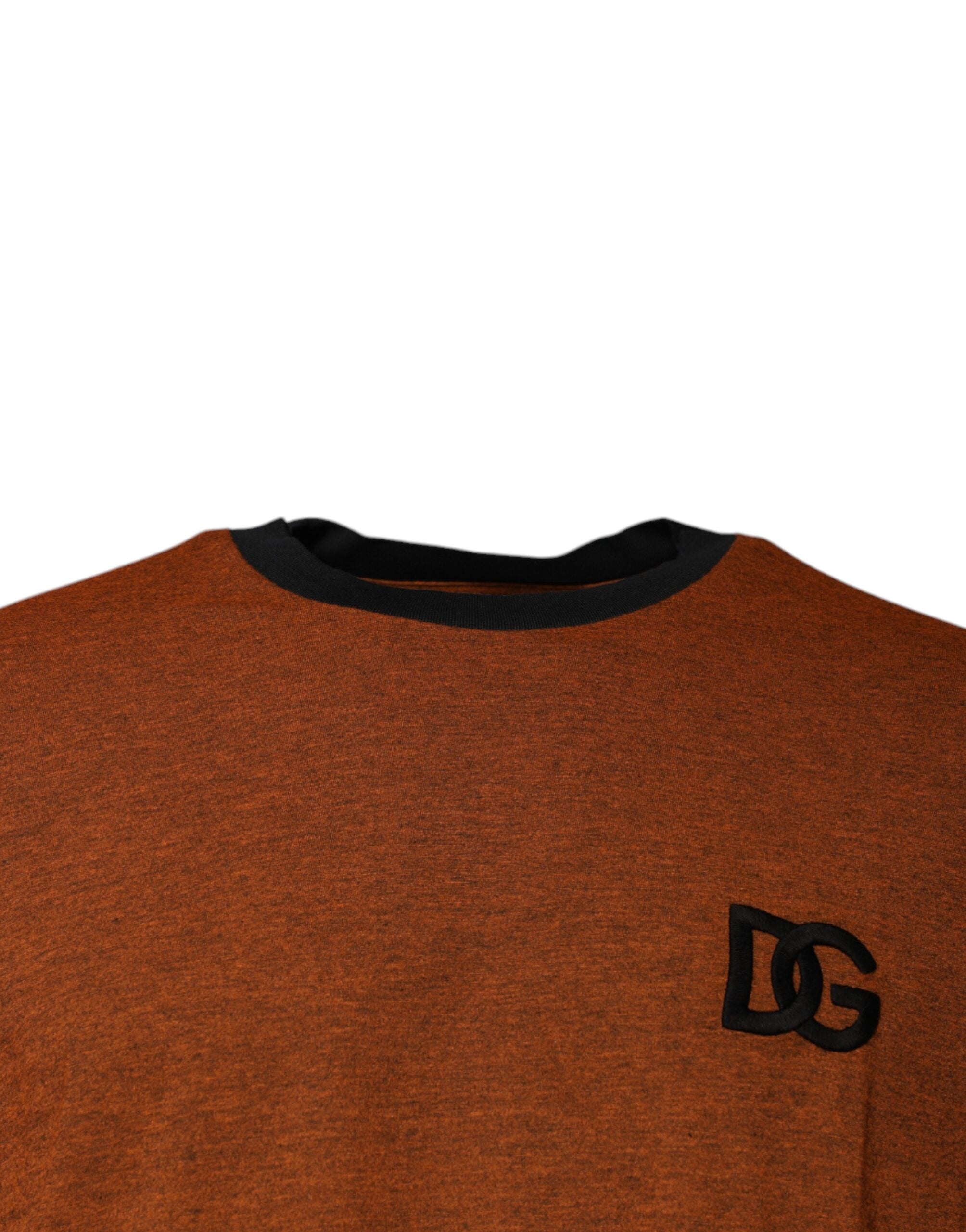 Dolce &amp; Gabbana Braunes T-Shirt aus Baumwolle mit Rundhalsausschnitt und DG-Logo