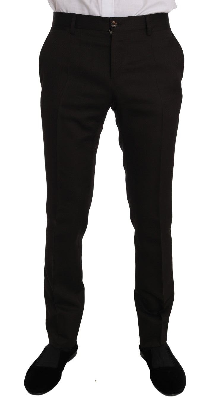 Dolce &amp; Gabbana Braune Woll-Slim-Fit-Jacke mit Kristallbesatz MARTINI