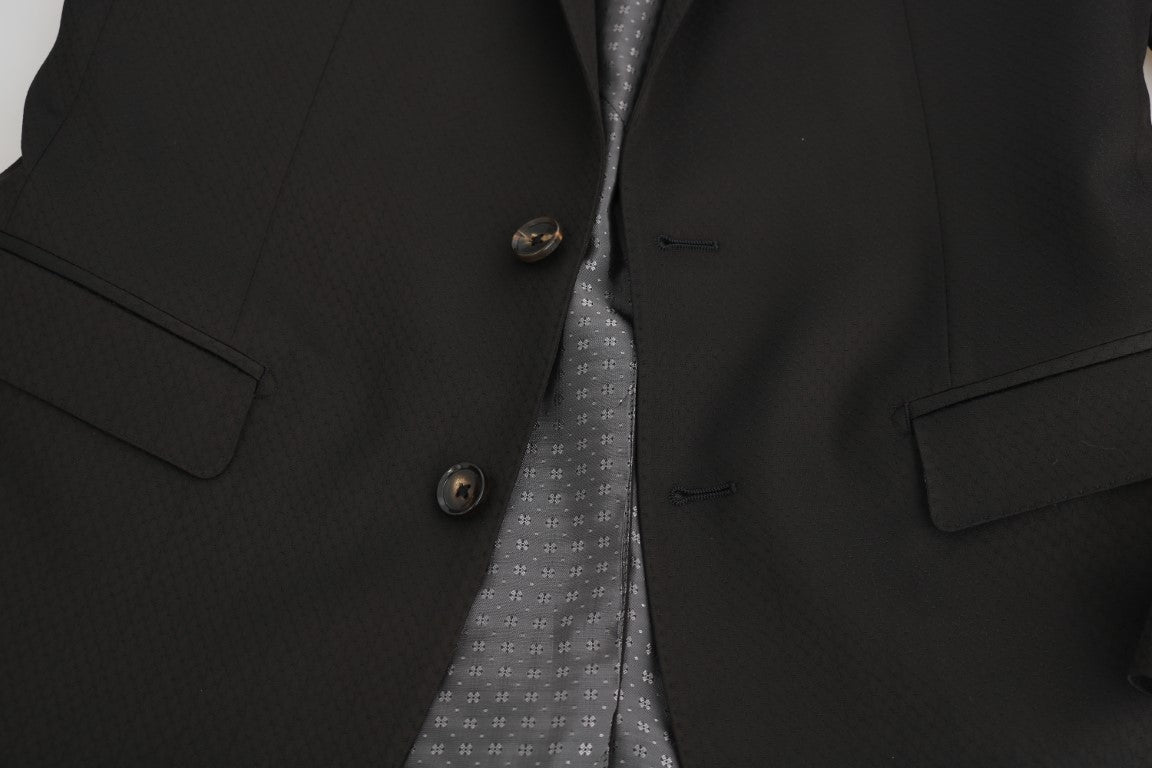 Dolce &amp; Gabbana Braune Woll-Slim-Fit-Jacke mit Kristallbesatz MARTINI