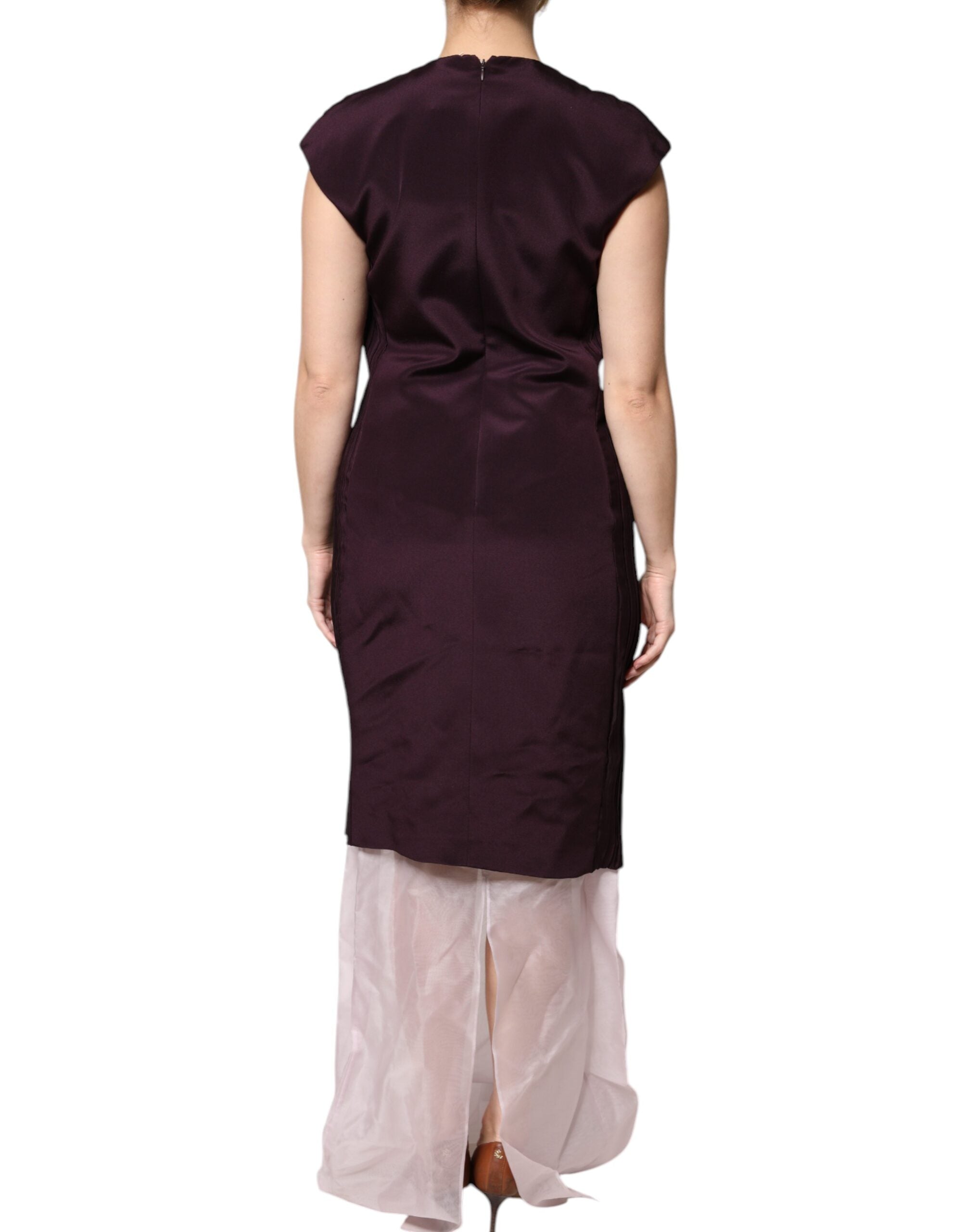 Barbara Casasola – Braunes Maxikleid aus Seide mit kurzen Ärmeln