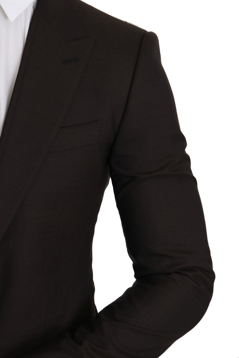 Dolce &amp; Gabbana – Elegante, schmale Blazerjacke aus brauner Schurwolle