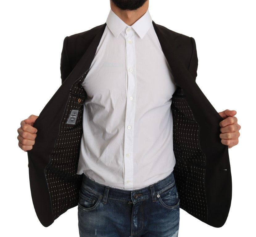 Dolce &amp; Gabbana – Elegante, schmale Blazerjacke aus brauner Schurwolle