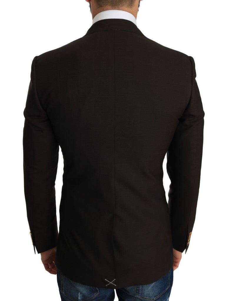 Dolce &amp; Gabbana – Elegante, schmale Blazerjacke aus brauner Schurwolle
