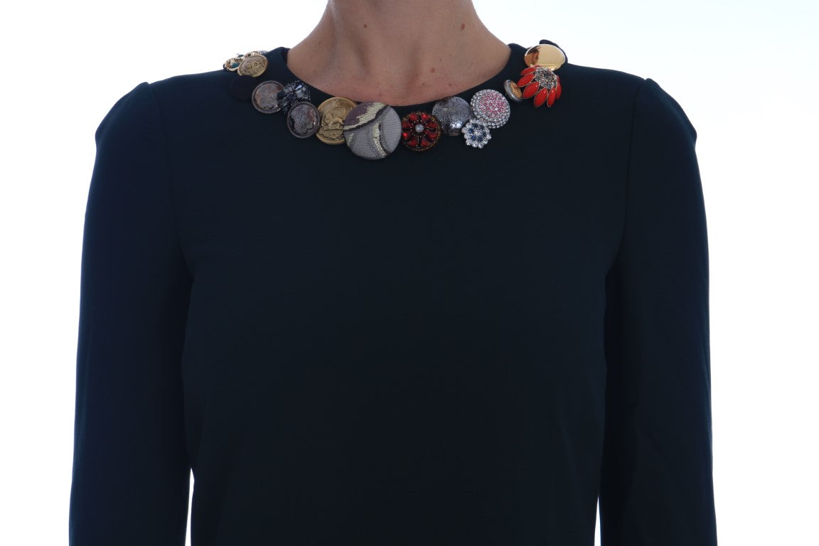 Dolce &amp; Gabbana – A-Linien-Kleid mit Smaragdkristallverzierung