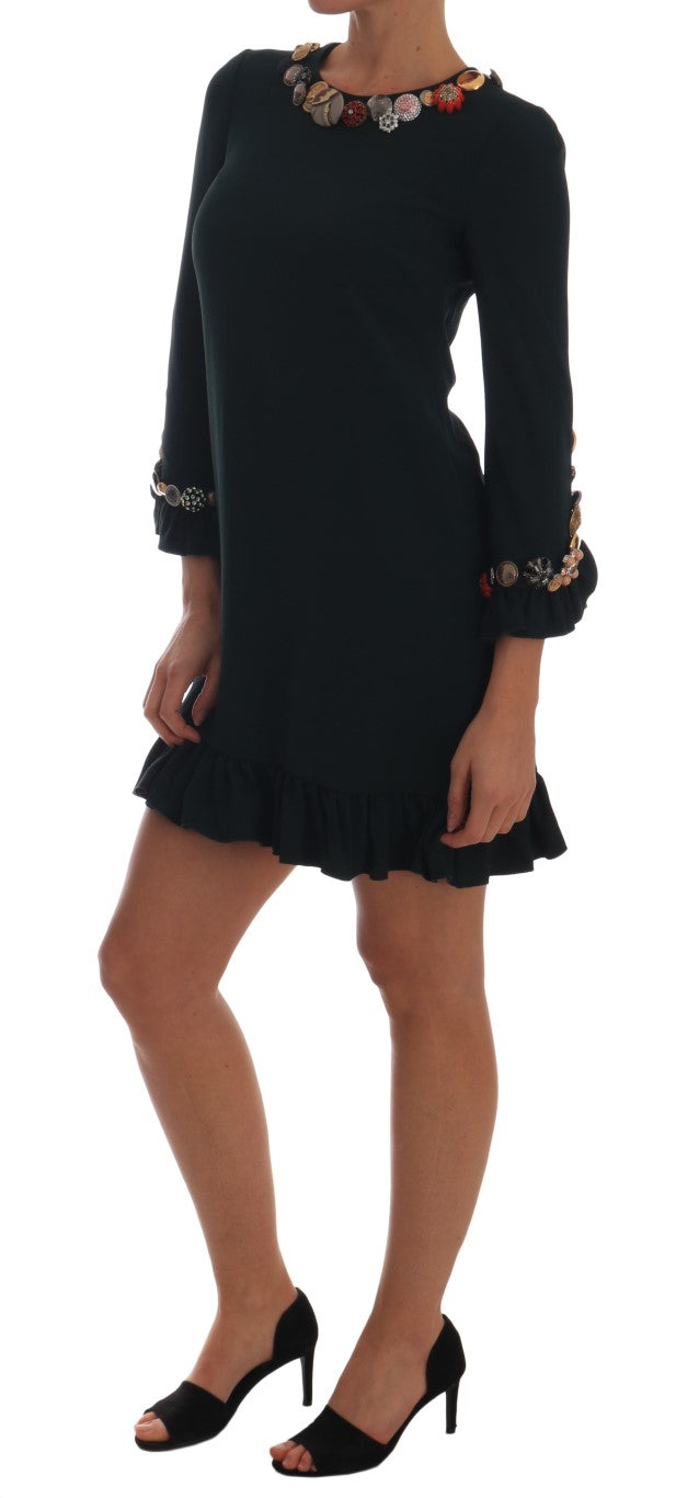 Dolce &amp; Gabbana – A-Linien-Kleid mit Smaragdkristallverzierung