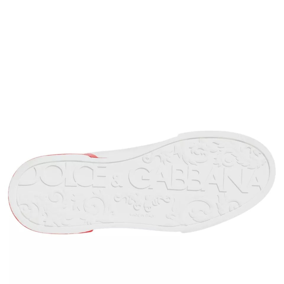 Dolce &amp; Gabbana – Weiße und rote Portofino-Sneaker mit niedrigem Schaft