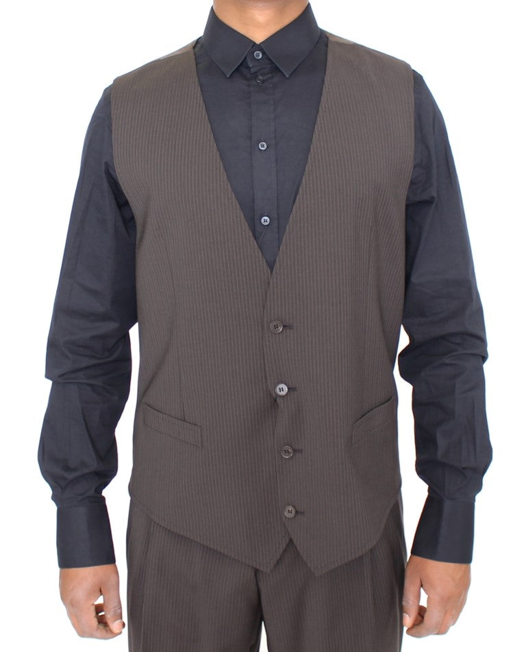 Dolce &amp; Gabbana Elegante braun gestreifte Wollweste