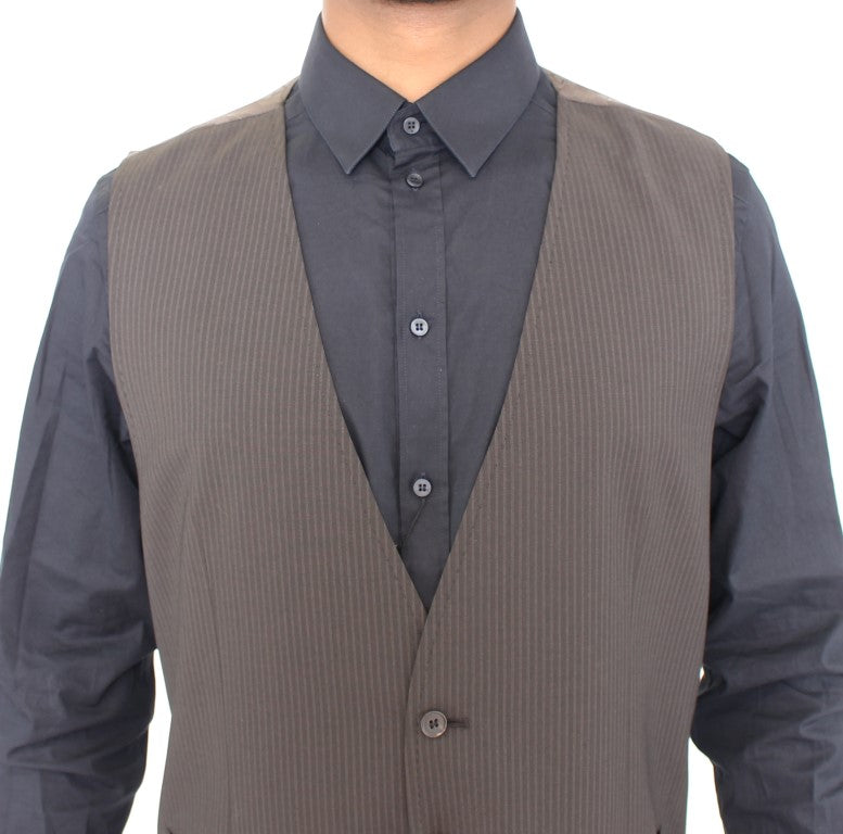 Dolce &amp; Gabbana Elegante braun gestreifte Wollweste