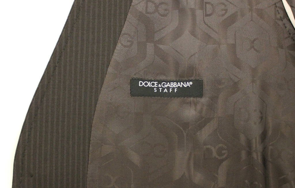 Dolce &amp; Gabbana Elegante braun gestreifte Wollweste