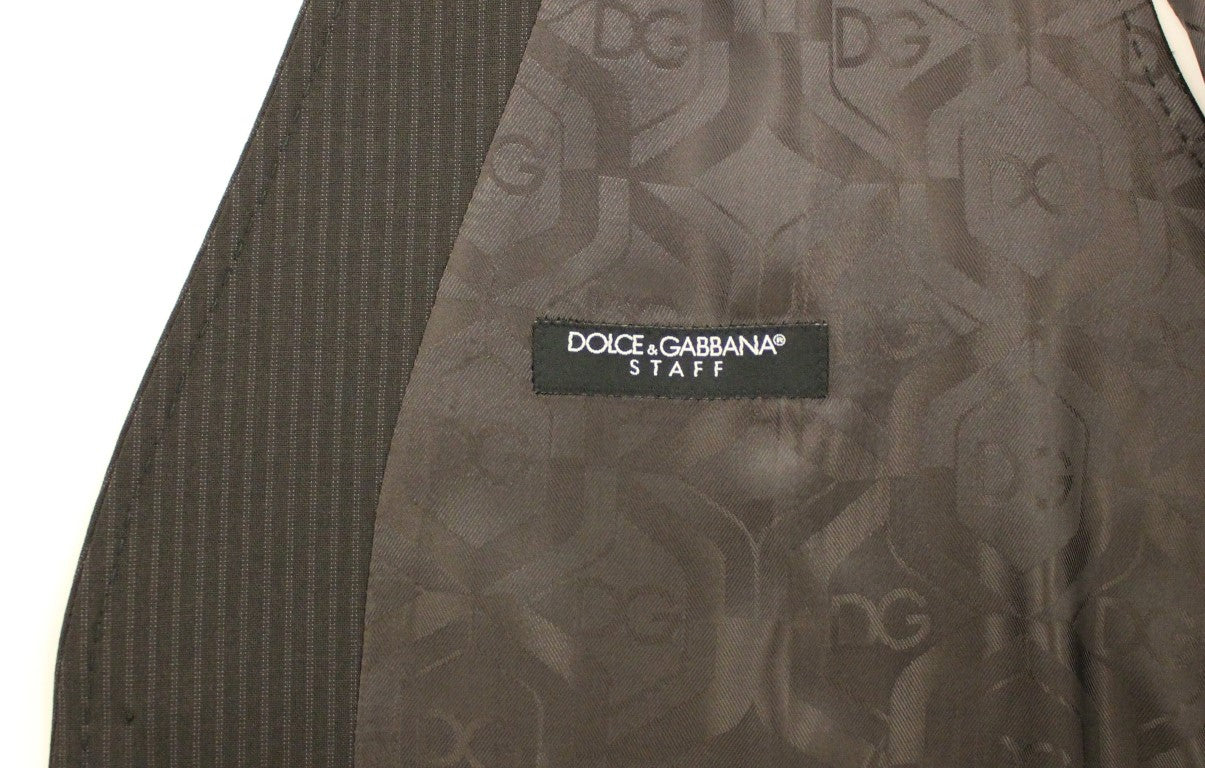 Dolce &amp; Gabbana Elegante braun gestreifte Wollweste