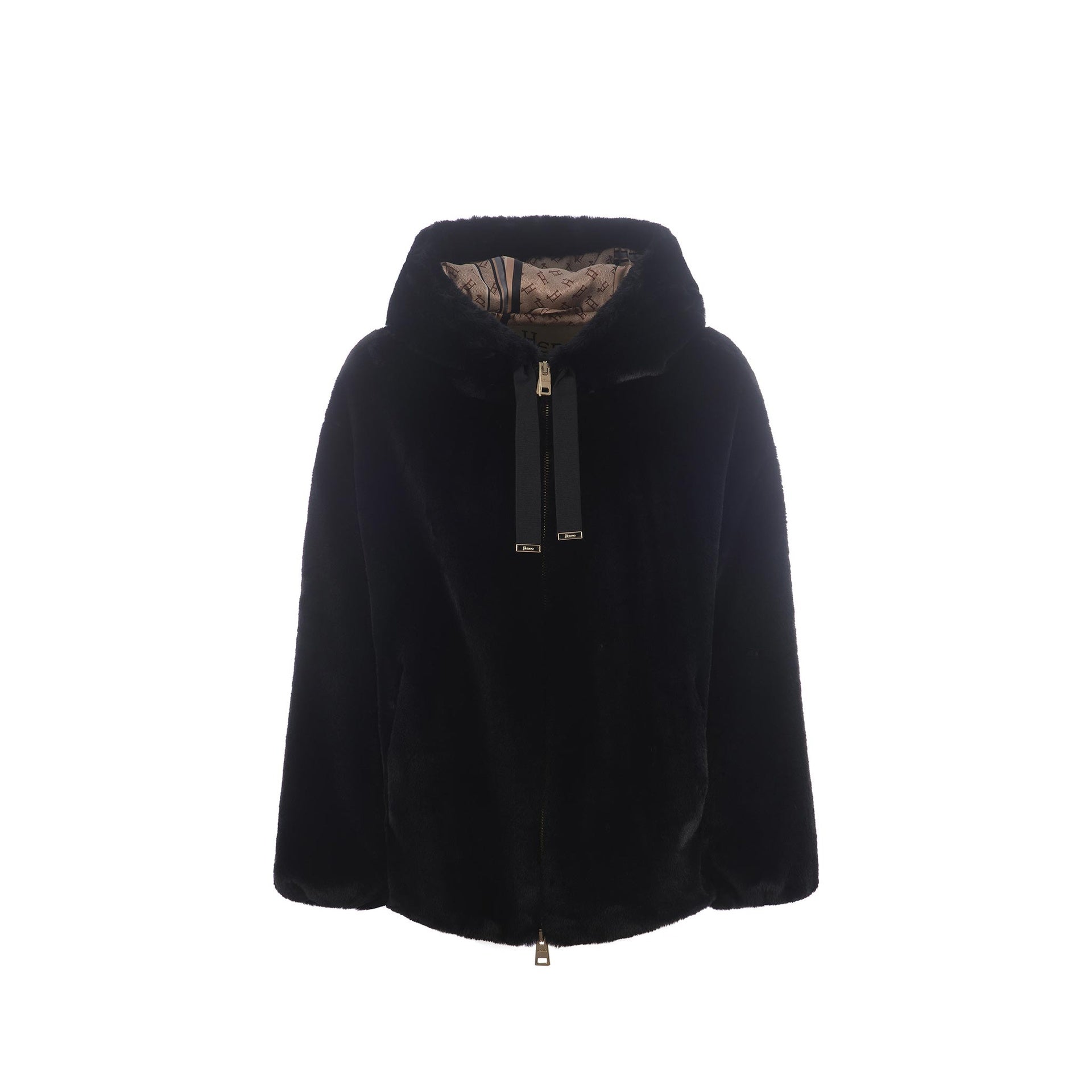 HERNO Faux Fur Hooded Jacket