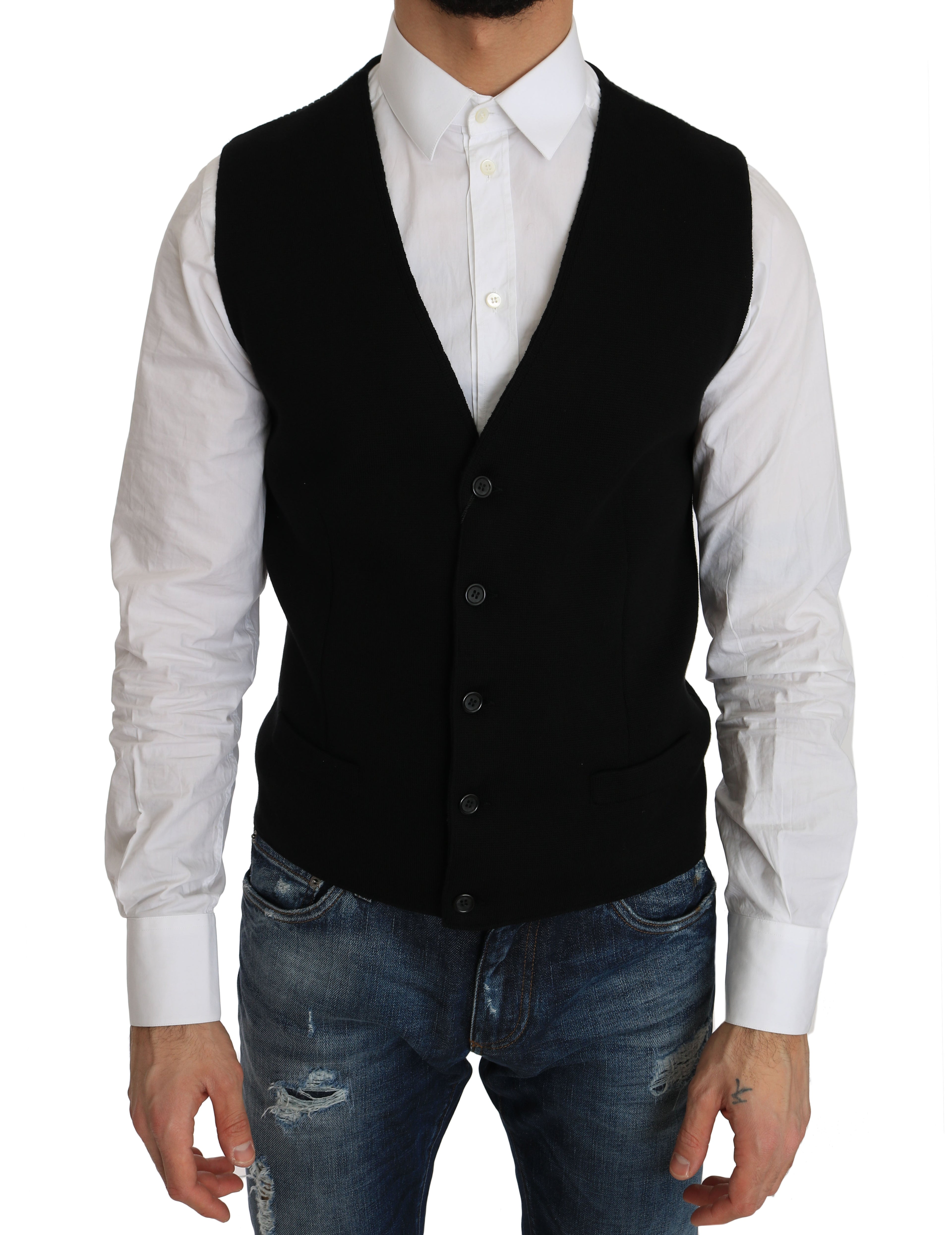 Dolce &amp; Gabbana – Elegante, schwarze Weste aus Baumwolle