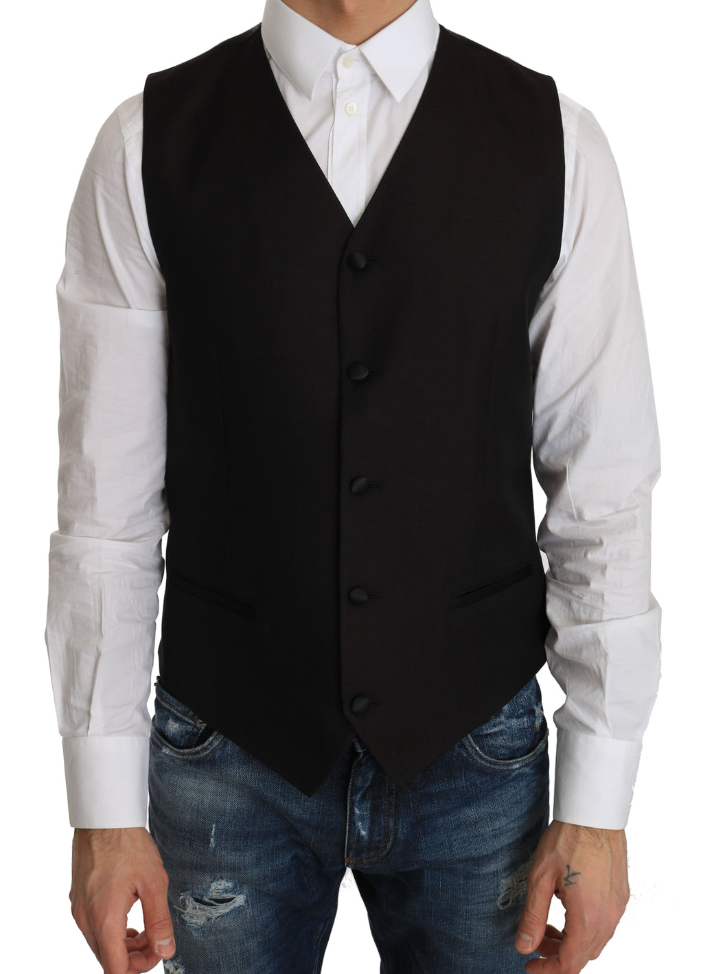 Dolce &amp; Gabbana – Elegante, schwarze Weste aus Seidenmischung