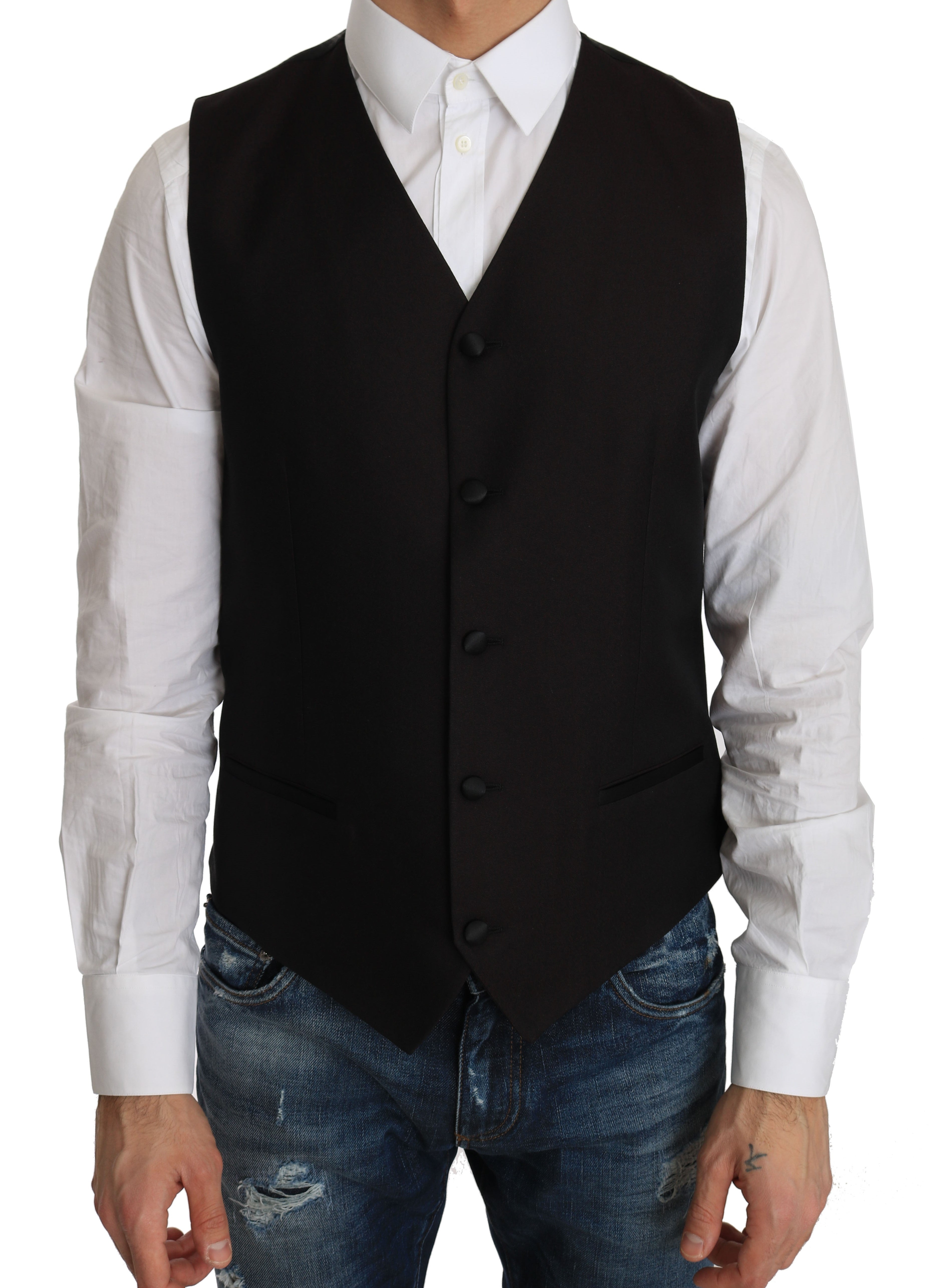 Dolce &amp; Gabbana – Elegante, schwarze Weste aus Seidenmischung