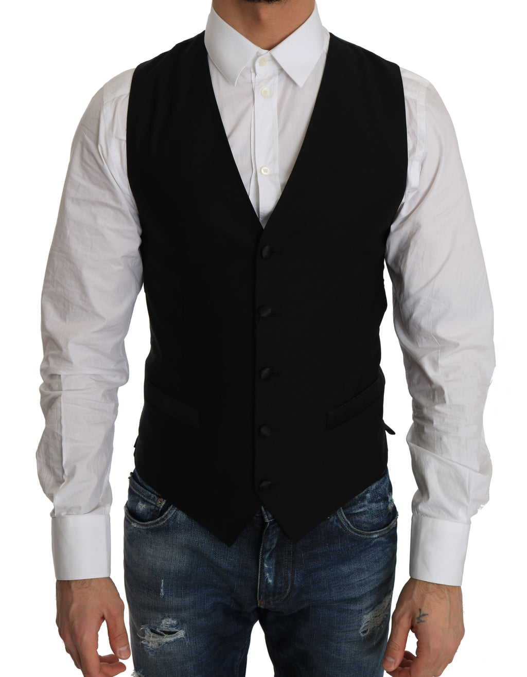 Dolce &amp; Gabbana – Elegante Weste aus schwarzer Wollmischung