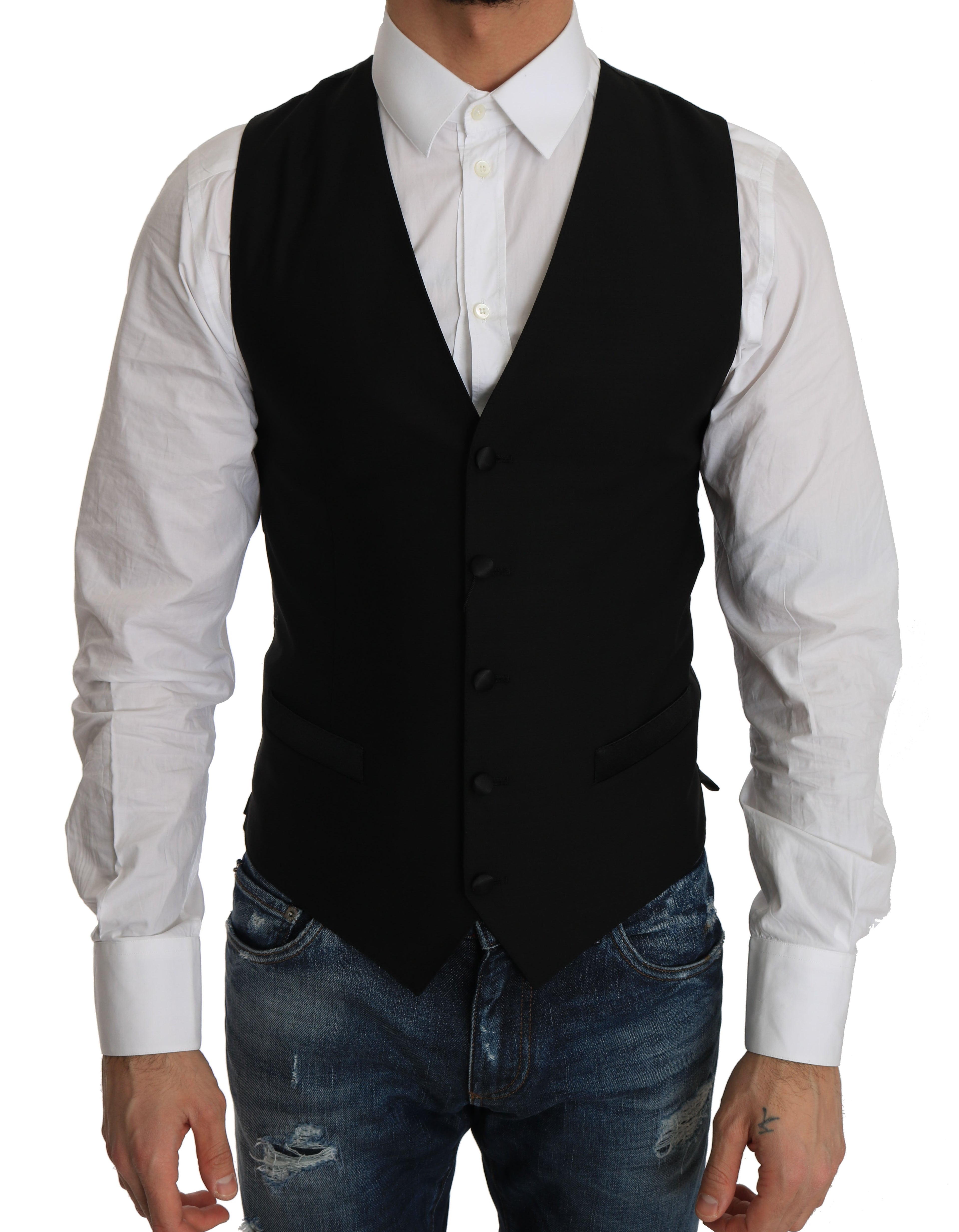 Dolce &amp; Gabbana – Elegante Weste aus schwarzer Wollmischung