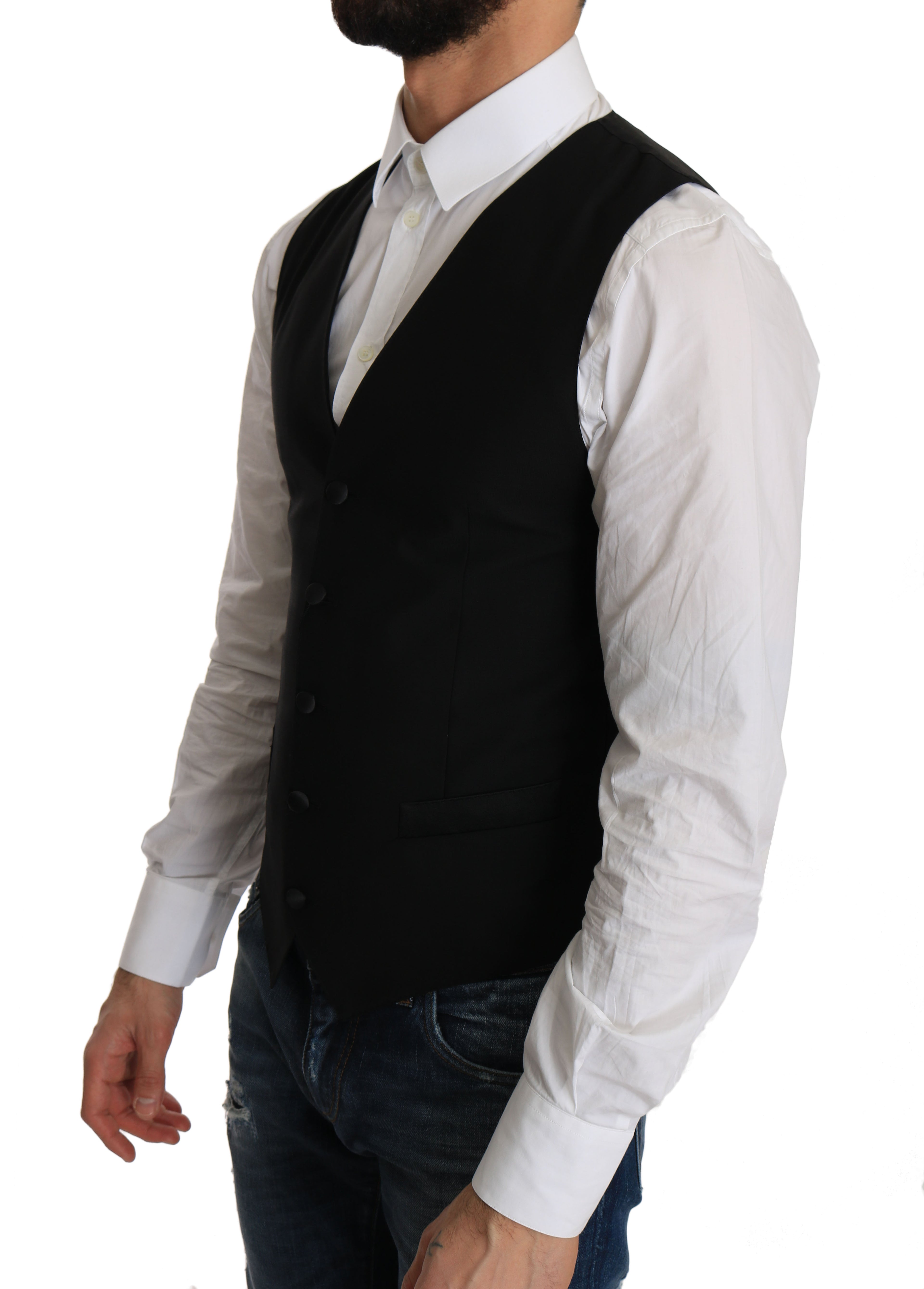 Dolce &amp; Gabbana – Elegante Weste aus schwarzer Wollmischung