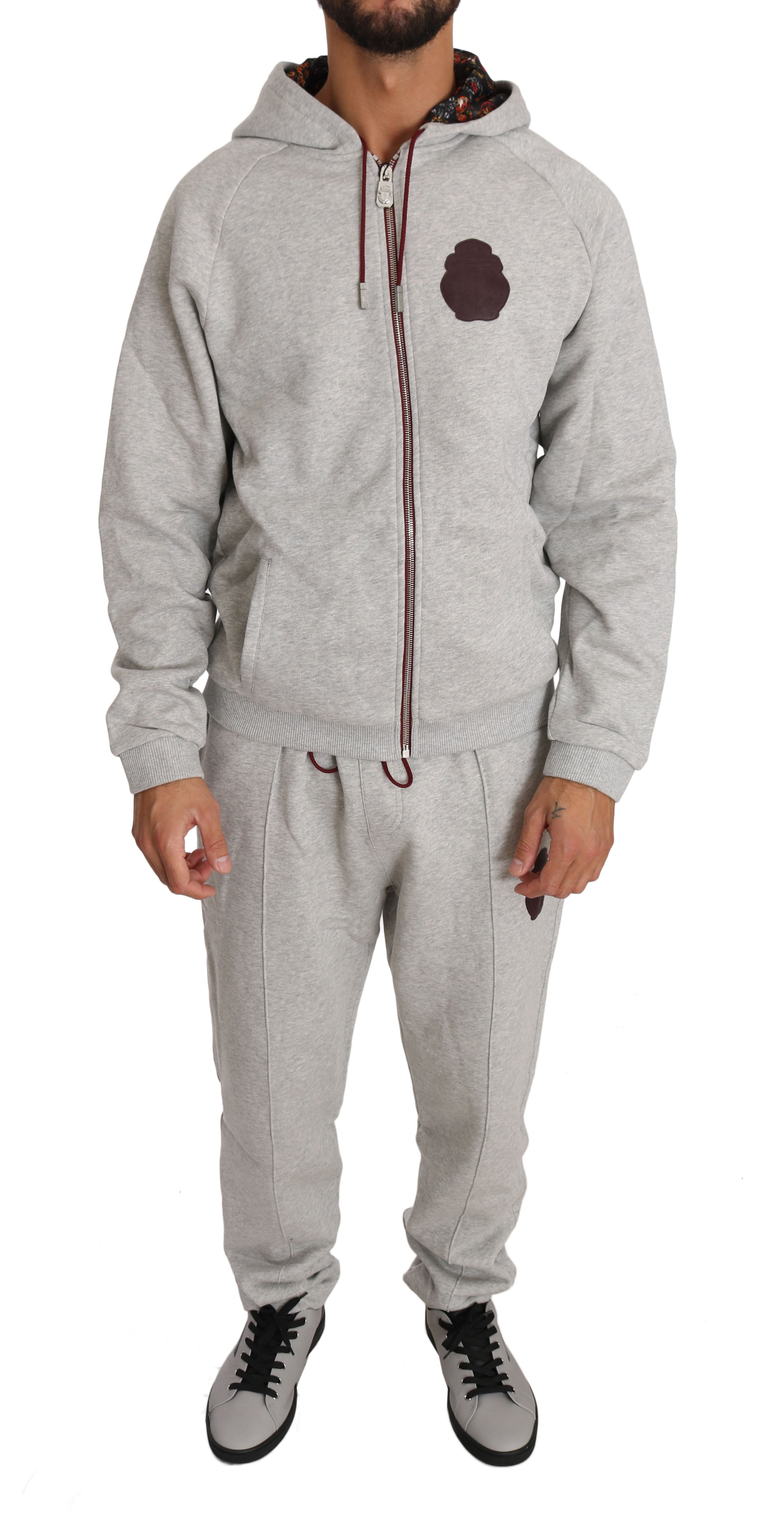 Billionaire Italian Couture – Elegantes graues Trainingsanzug-Ensemble mit Kapuze