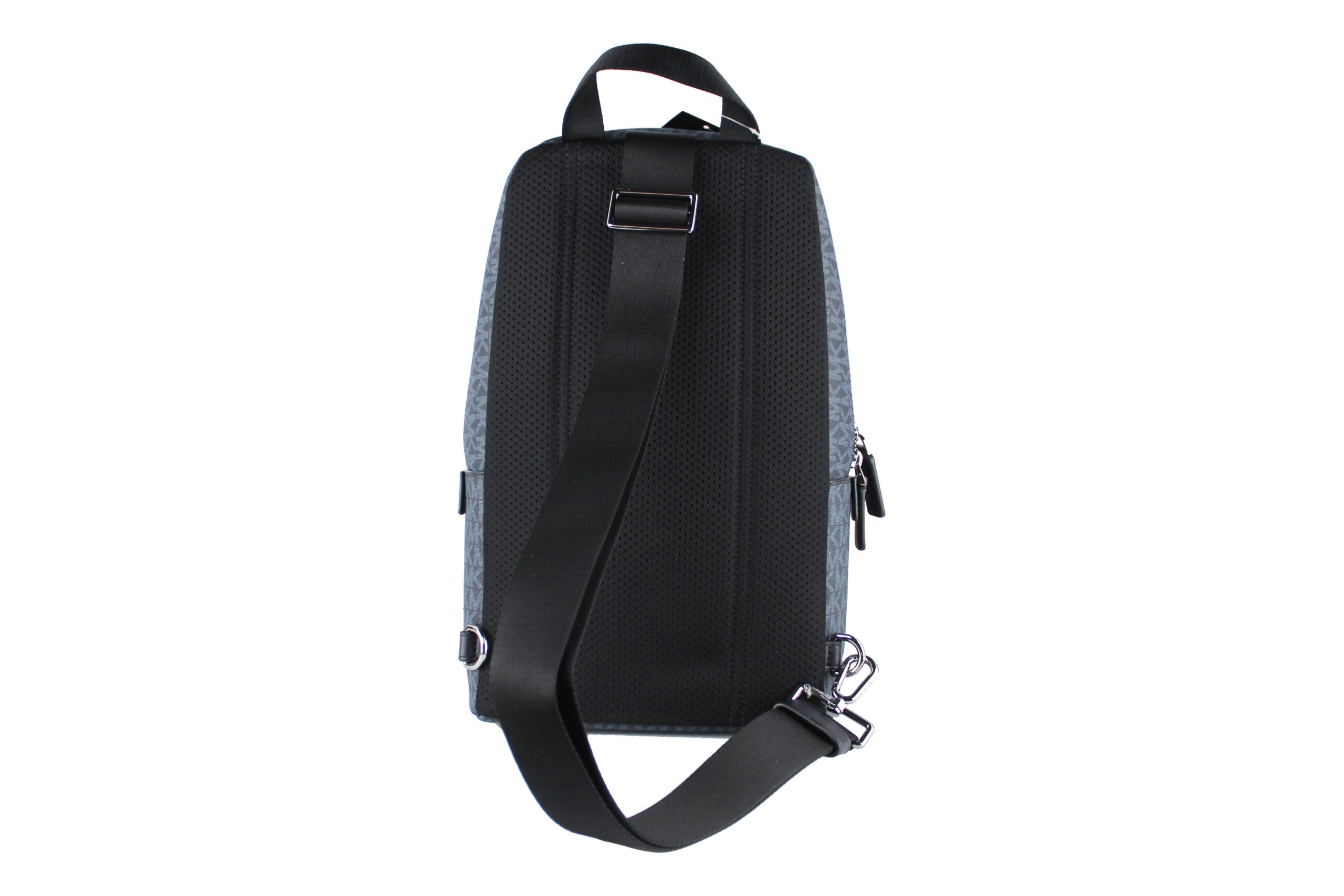Michael Kors Cooper – Mittelgroßer, marineblauer Signature-Sling-Rucksack aus PVC