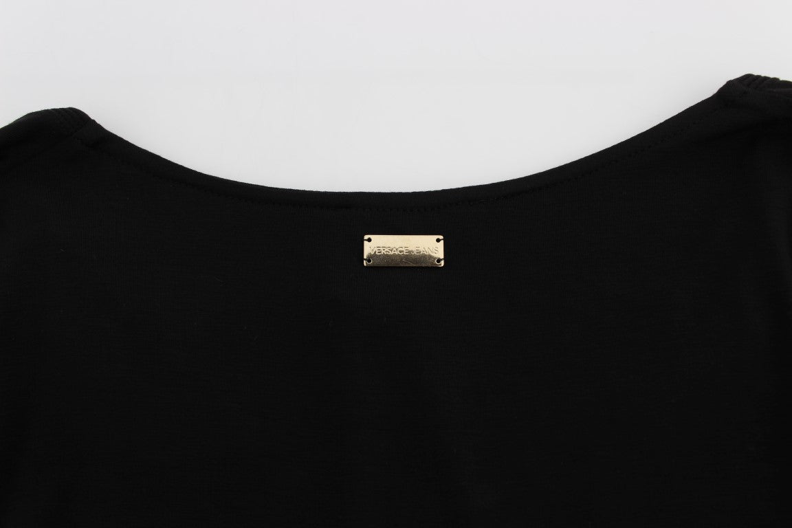 Versace Jeans – Eleganter Pullover aus Viskosemischung mit V-Ausschnitt in Schwarz