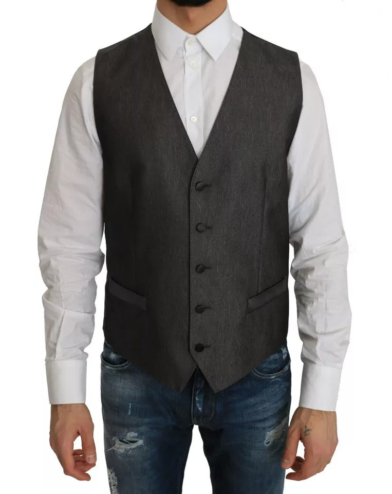 Dolce &amp; Gabbana Grauer MARTINI 2-teiliger Weste-Mantel-Blazer