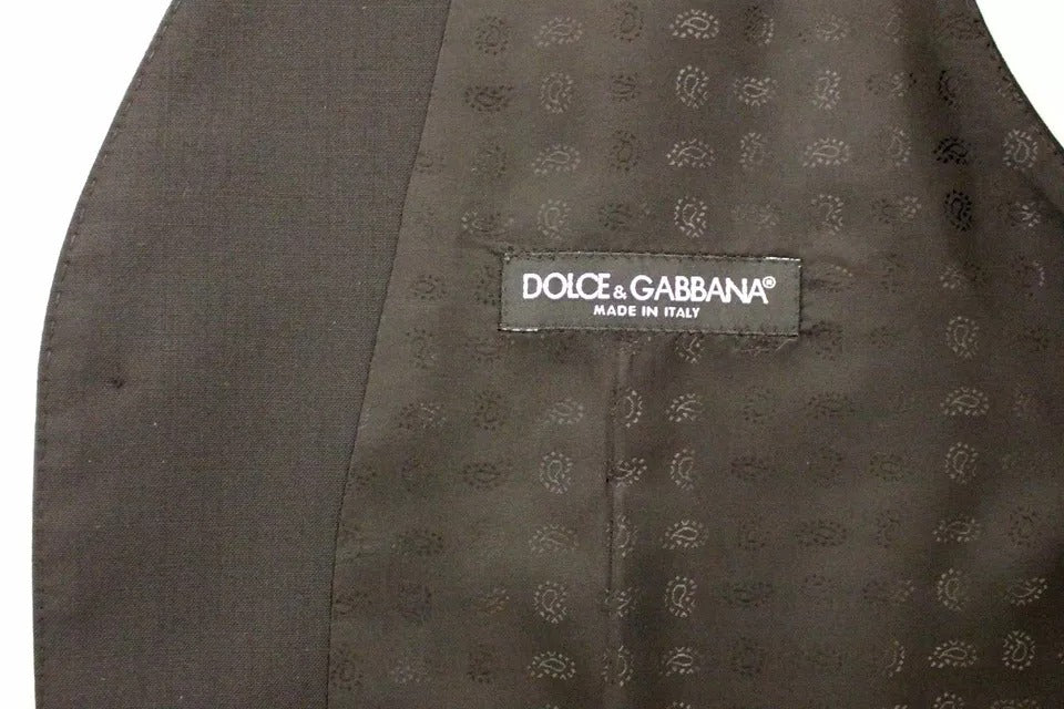 Dolce &amp; Gabbana Schwarzes Woll-Seidenkleid, Weste, Jacke
