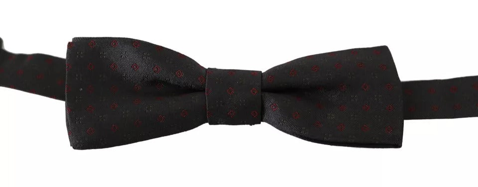 Dolce &amp; Gabbana – Grau gepunktete, verstellbare Seidenfliege