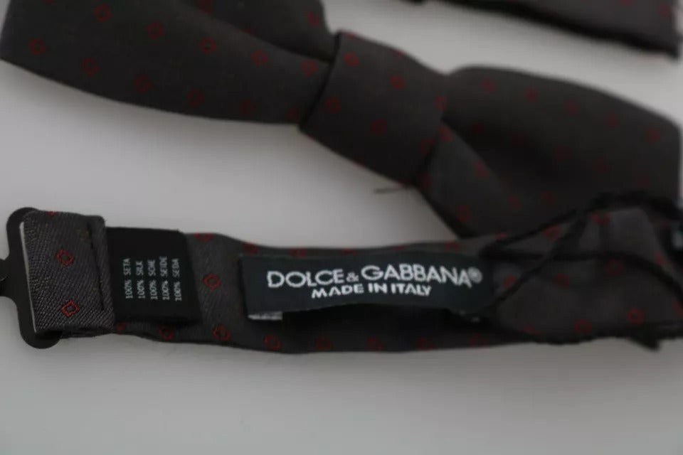 Dolce &amp; Gabbana – Grau gepunktete, verstellbare Seidenfliege