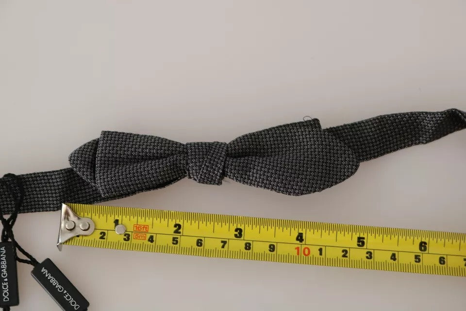 Dolce &amp; Gabbana Graue Seidenkrawatte mit Muster für Herren
