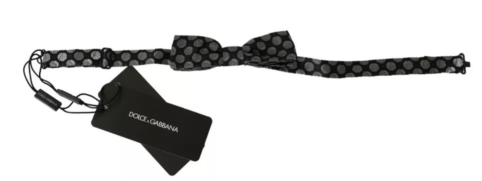 Dolce &amp; Gabbana Schwarze Seidenkrawatte mit Kreisen für Herren