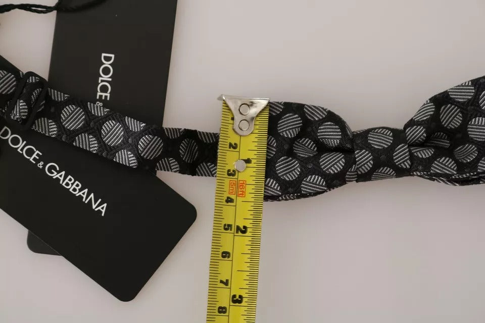 Dolce &amp; Gabbana Schwarze Seidenkrawatte mit Kreisen für Herren