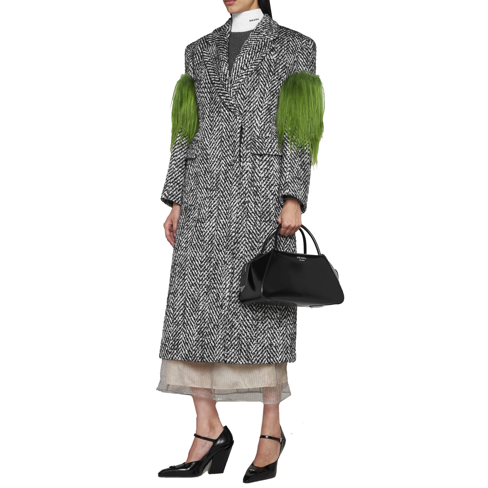 Prada Herringbone Wool Coat