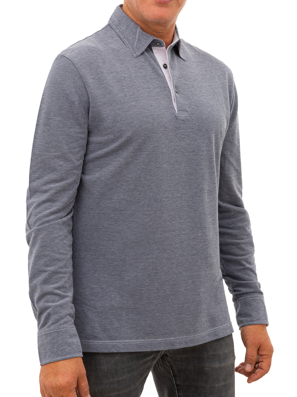 Corneliani Blue Long-Sleeve Polo