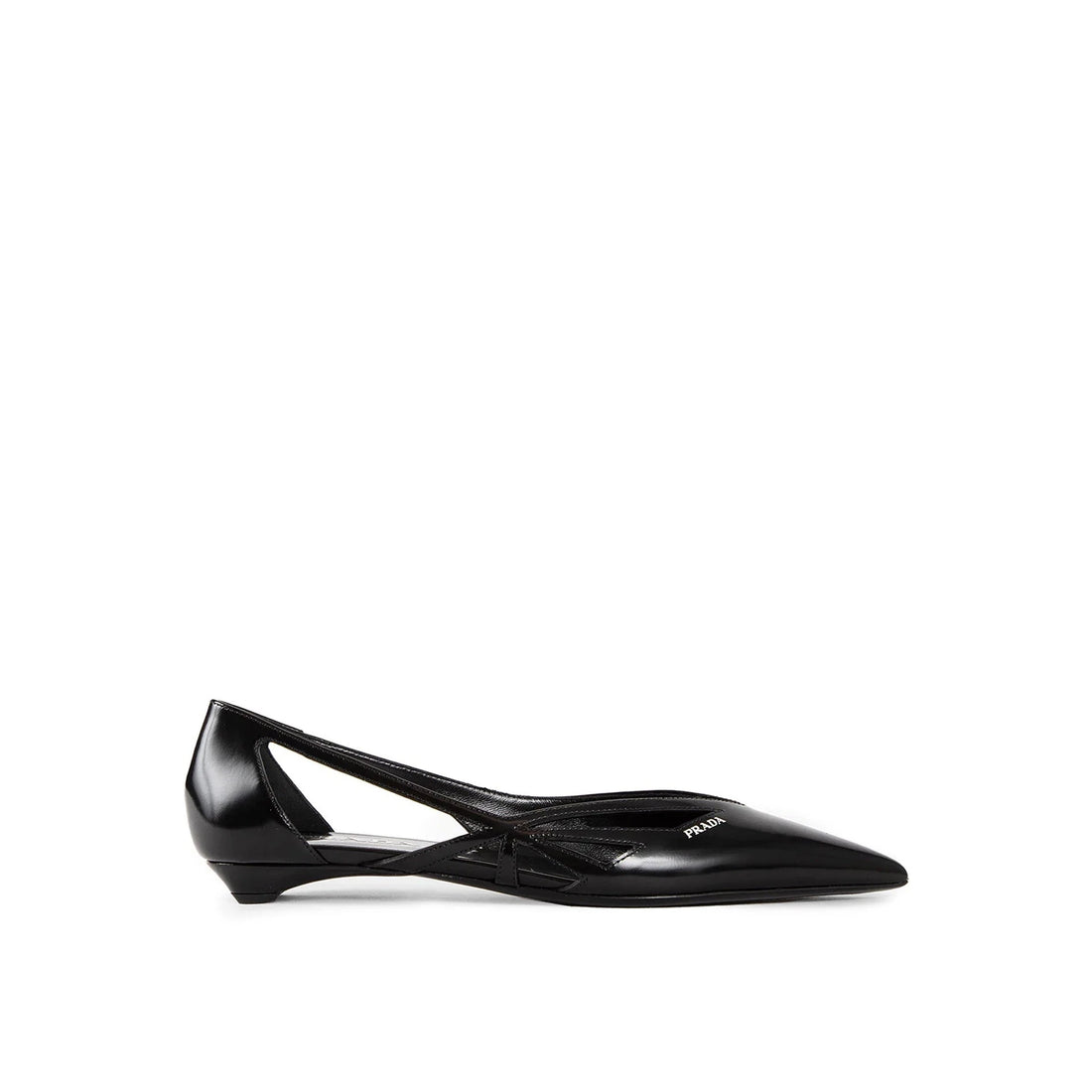 Prada Brushed Leather Cut-Out Ballerina Flats