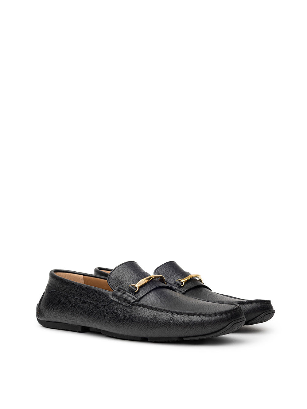 Bally Loafers in Black Leather with Gold Plaque