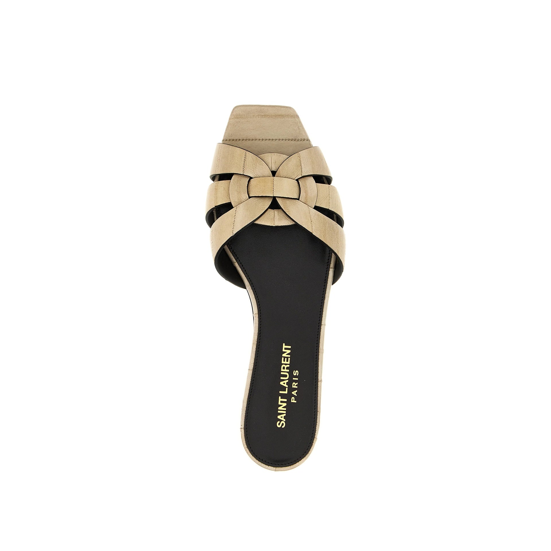 Saint Laurent Tribute Eel Leather Flat Sandals