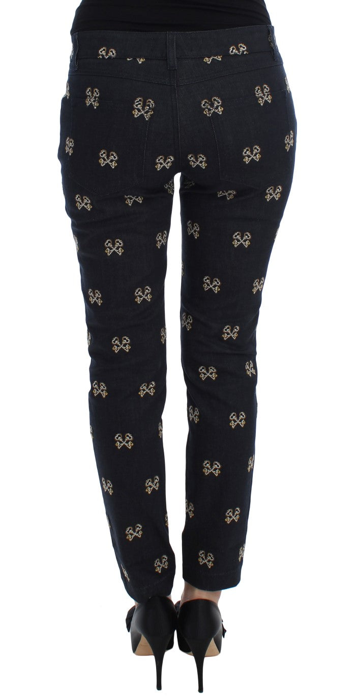 Dolce &amp; Gabbana – Elegante Slim-Fit-Jeans aus besticktem Denim