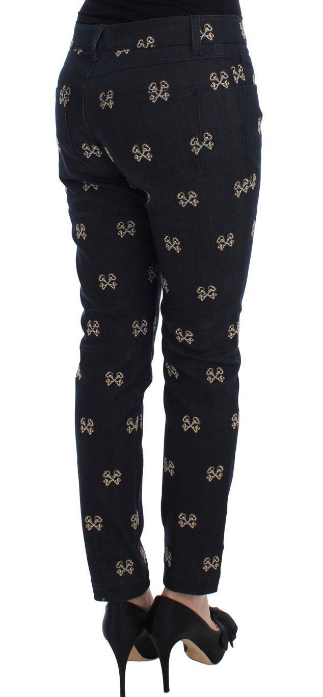 Dolce &amp; Gabbana – Elegante Slim-Fit-Jeans aus besticktem Denim