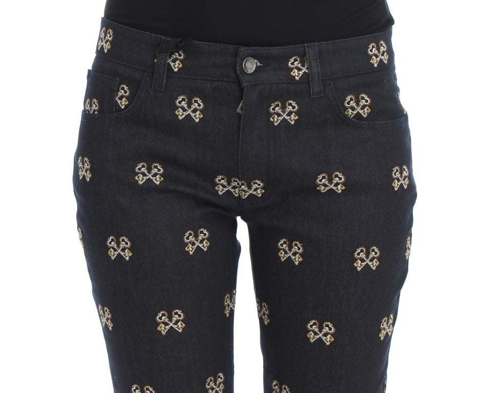 Dolce &amp; Gabbana – Elegante Slim-Fit-Jeans aus besticktem Denim