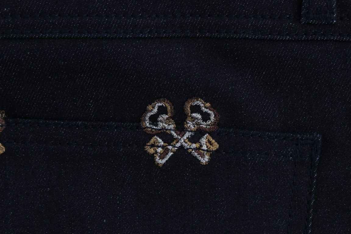 Dolce &amp; Gabbana – Elegante Slim-Fit-Jeans aus besticktem Denim