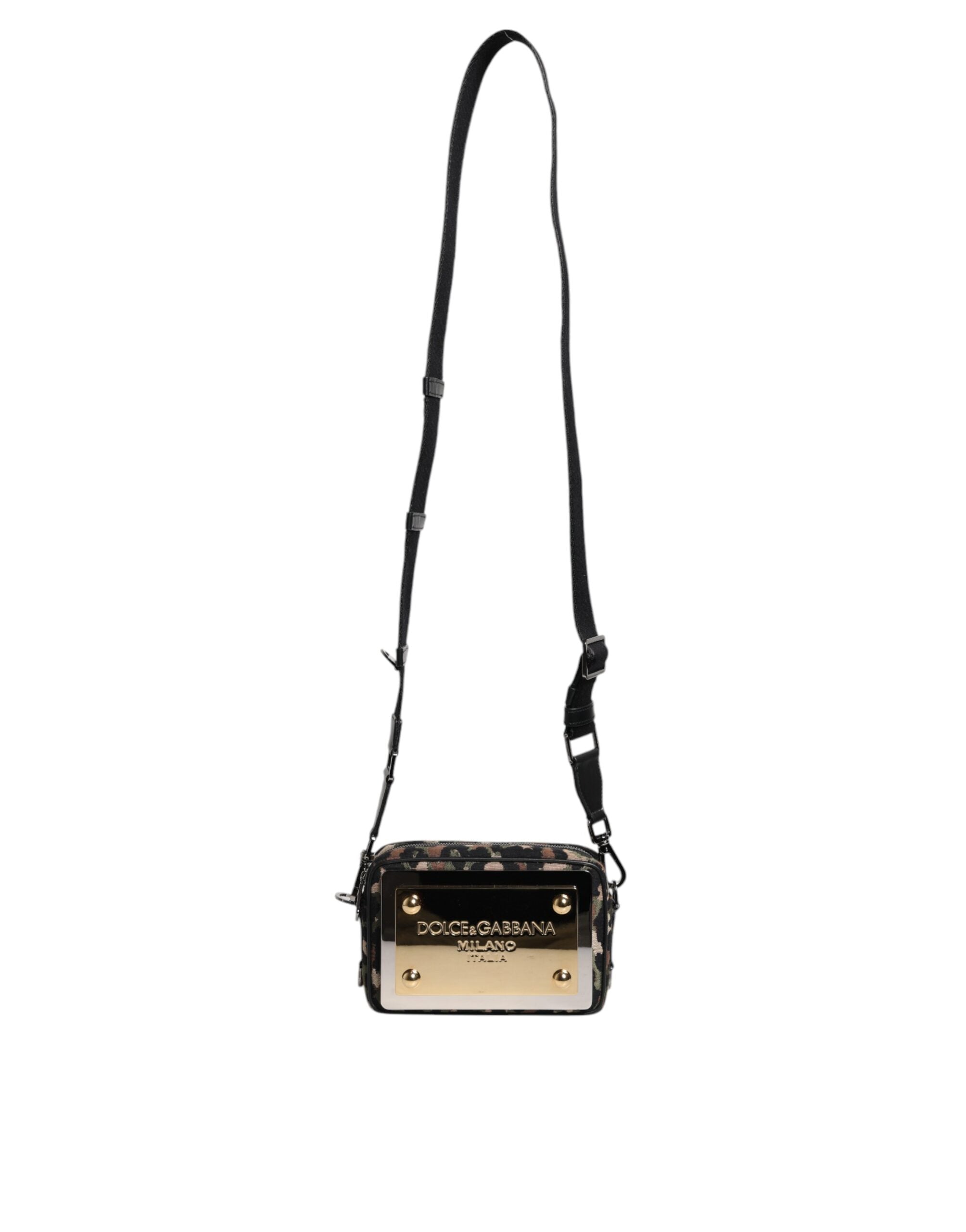 Dolce &amp; Gabbana – Mehrfarbige Umhängetasche aus Jacquard mit DG-Logo und Leopardenmuster