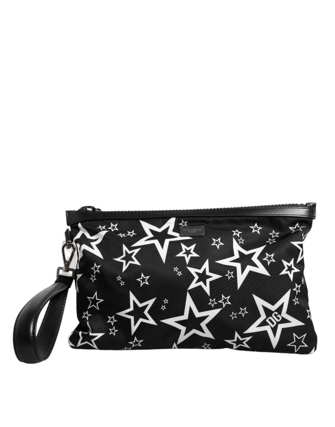 Dolce &amp; Gabbana Clutch mit schwarzem und weißem Sternenmuster